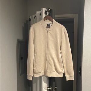 Zara Beige Suede Zip-Up Jacket